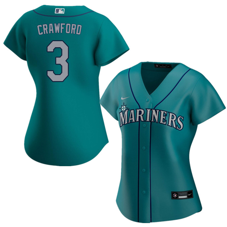 Nike Women #3 J.P. Crawford Seattle Mariners Baseball Jerseys Sale-Aqua